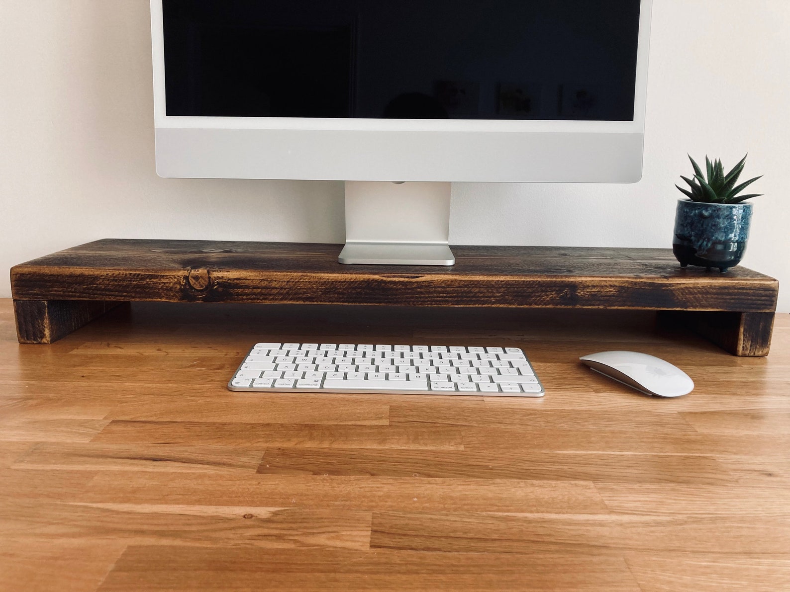 Rustic Wooden Monitor Riser Stand Desk Organiser Scaffold Board 6 ...