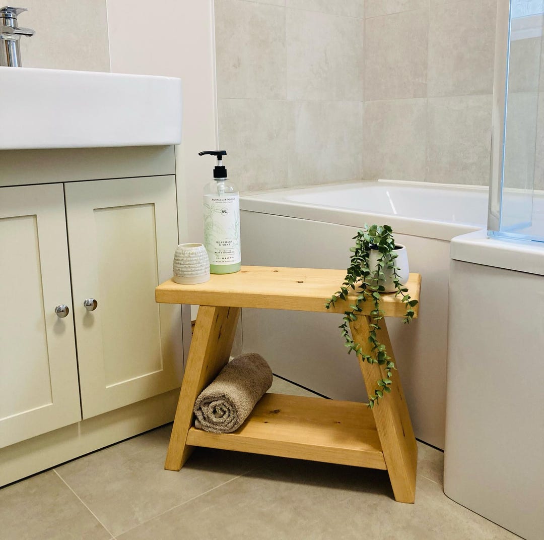 Rustic Wooden Milking Stool | Farmhouse | Bathroom Bedroom Side Table ...