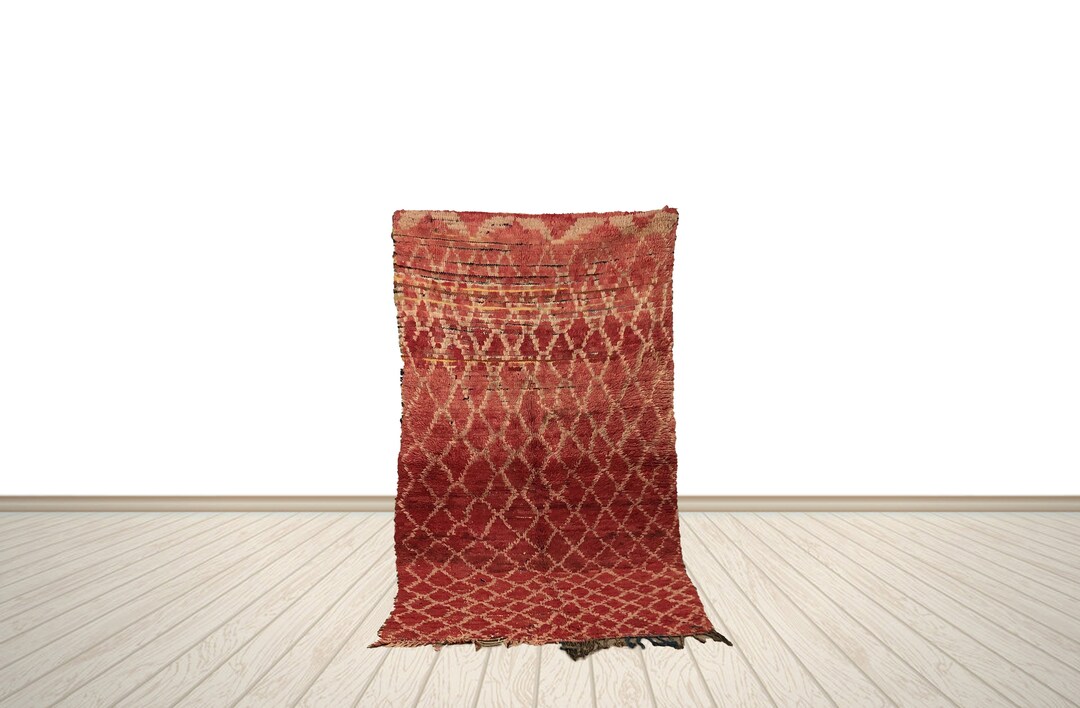 Tapis Berbère Vintage Marocain - 4x8 Ft - Laine Tissée Main - Motifs Artistiques - Multicolore