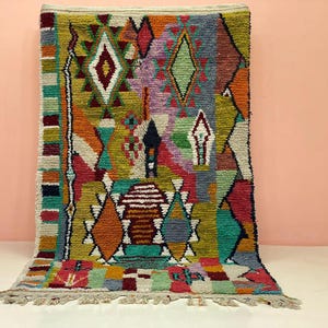 Personalized 5x7 Bohemian Wool Rug Custom Moroccan Berber Area Carpet Washable Bedroom Decor