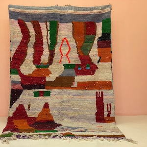 Geometric Wool Carpet-Handmade Boho Decor-Boujaad Moroccan Carpet-Personalised Wool Rug-Beautiful Wool Rug-Berber carper-Authentic