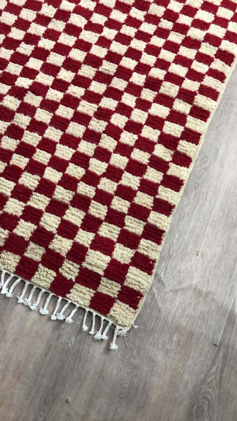 Red and White Checker Rug Custom Checkered Rug Wool Rug Etsy