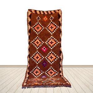 Vintage Colorful Runner Rug, 3x8 Moroccan Azilal Runner Rug,Berber Runner Rug,Artistic Berber Rug,Kitchen Small Runner,Bohemian Runner