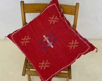 Federa per cuscino in seta con cactus rosso, 50 x 50 cm, realizzata a mano in stile marocchino rosa Sabra, elegante federa per cuscino boho berbero