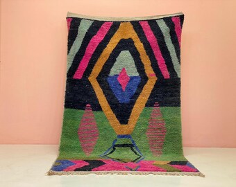 Alfombra marroquí de lana: un toque bohemio y colorido para la sala de estar (8x10)