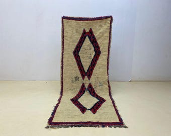 Wool Runner: Moroccan Boho Style with Vintage Geometric Patterns (6.8 x 2.4 ft)