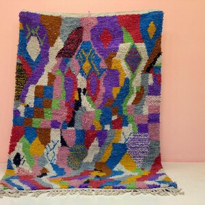 Boho Wool Area Rug, Geometric Pattern, Soft Texture (Custom Sizes)