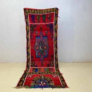 MOROCCAN RUG - Boucherouite Rug - Moroccan Vintage Rug - Free