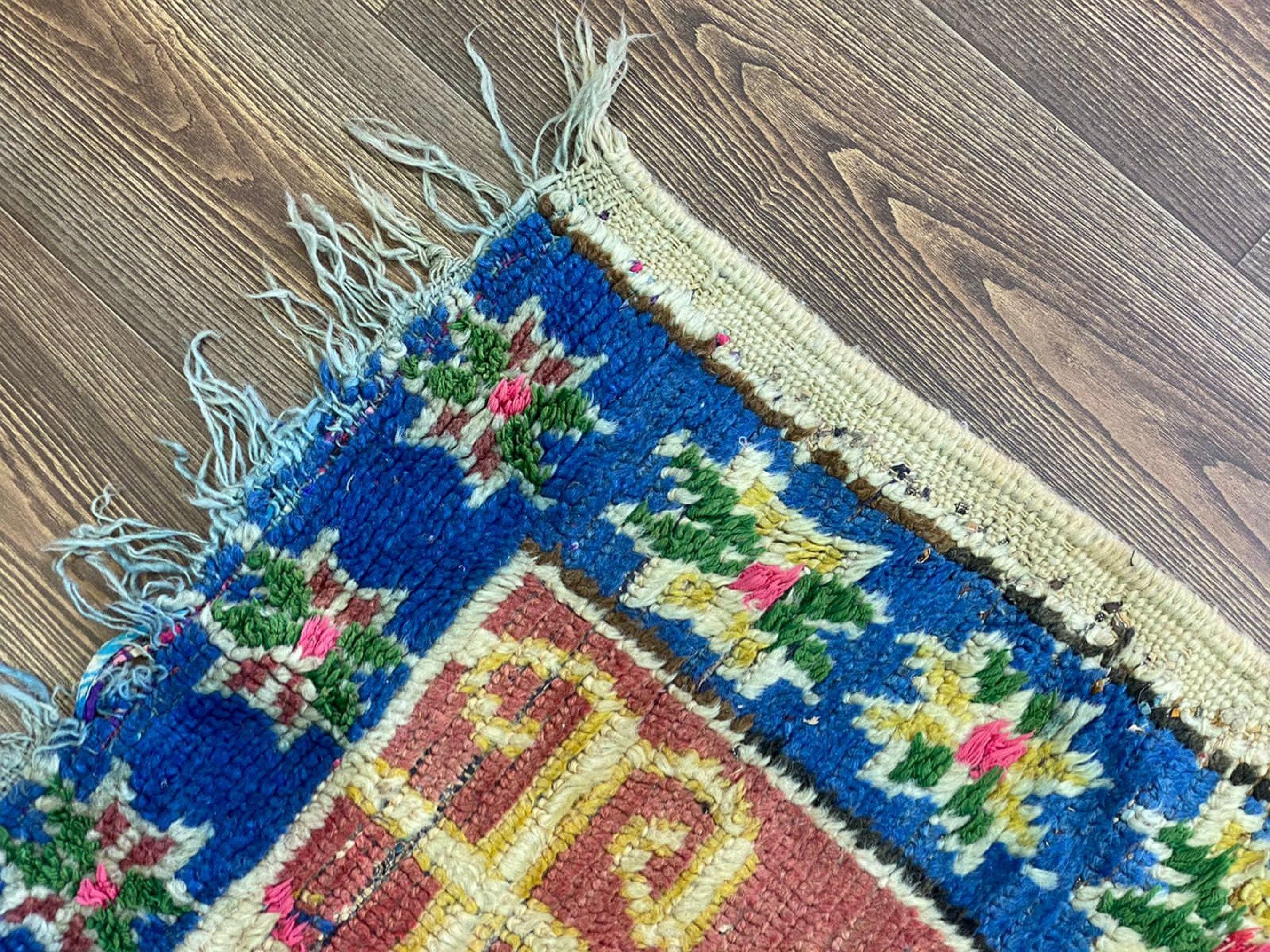 手織りモロッコラグ：ヴィンテージベルベルウール（3 x 4フィート