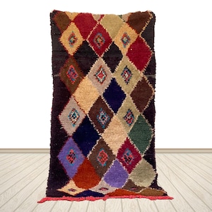 Tapis marocain bohème - Moquette colorée faite main, 3 x 6 pi