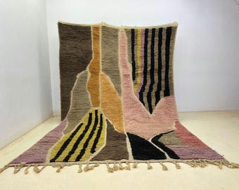 ベニ・ウライン ウールラグ：カラフルな幾何学模様（ハンドメイド 9x7