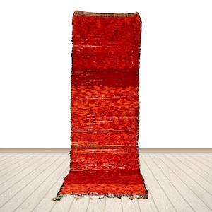 Red Vintage Runner3x9ft,Artistic Berber Runner,Bohemian Old Runner,Kitchen Boujaad Runner,Personalised Vintage Runner,Washable Berber Runner