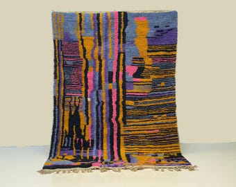 ボヘミアンウールカーペット、ナローランナー、ヴィンテージスタイル