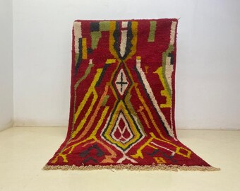 Bohemian Wool Rug, Colorful Geometric Berber (5x7 Feet, Washable)