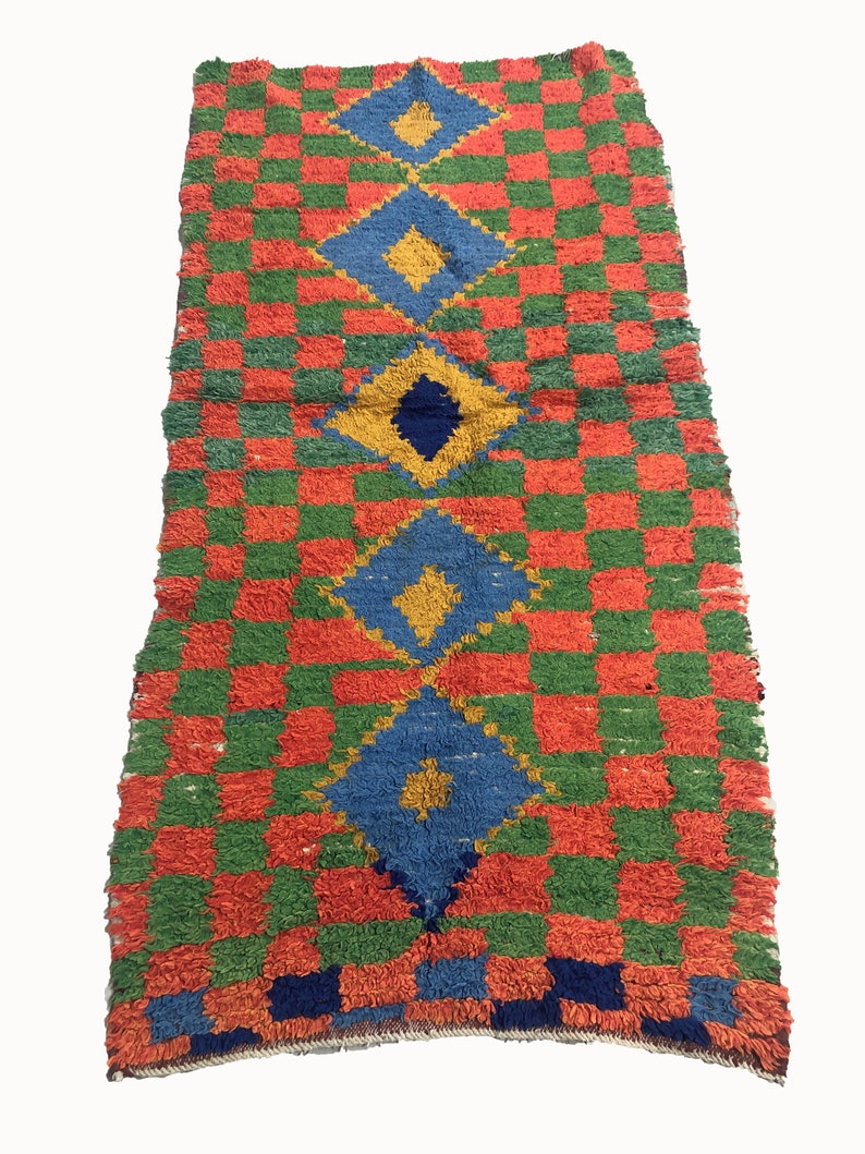 Moroccan checker rug 3ft x 6ft checkerboard rug checkered Etsy