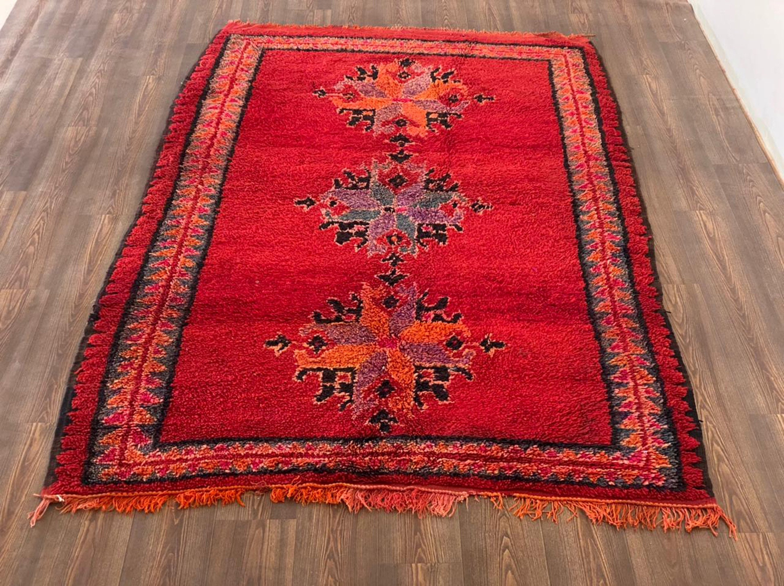 Red Wool Rug 6x9 Ft Moroccan Vintage Rug Berber Area Rug. Etsy