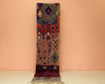 Handwoven Berber Runner - Wool Rug with Moroccan Geometric Design