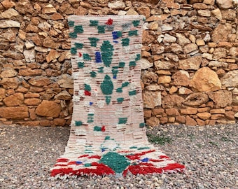Marokkanischer Teppichläufer: Lebendige Boho Muster, Handgeknüpfte Wolle