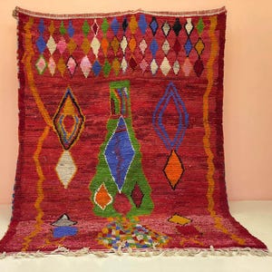 AUTHENTIC BERBER RUG -Custom Artistic Rug-Washable Boho Carpet-Handmande new Wool Rug-Amazing Berber Rug-Boujaad Moroccan Rug-Modern Rug