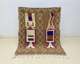 Amazing Wool Rug,Moroccan Berber Rug,9x7 Multicolor Berber Rug  Geometric Wool Carpet for Living Room  Custom Boujaad Design.