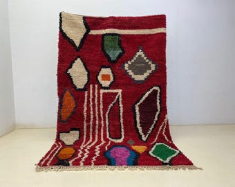 Handwoven Moroccan Wool Rug for Living Room  Washable Berber Carpet  Boho Chic Home Decor,Moroccan Berber Rug