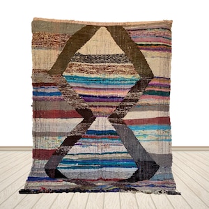 Tapis berbère boujaad : artisan marocain bohème (tissé à la main, lavable 5 x 7 pi)