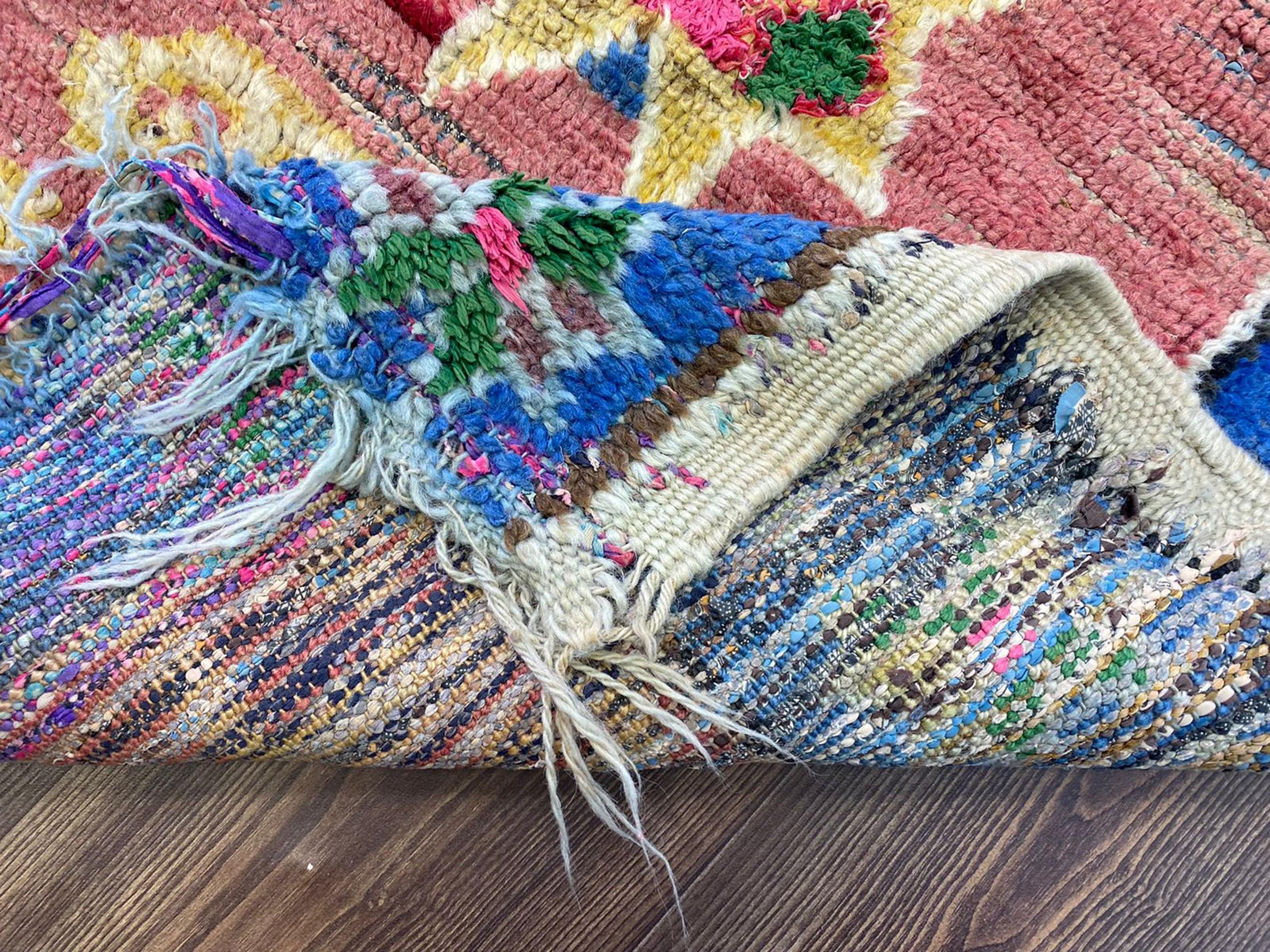 手織りモロッコラグ：ヴィンテージベルベルウール（3 x 4フィート