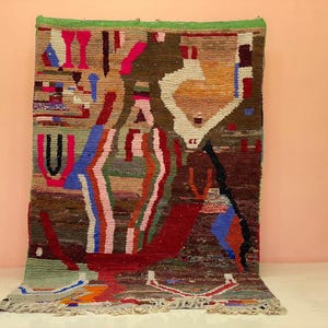 CARPET FOR BEDROOM-Fabulous Wool Rug-Artistic Berber Rug-Multicolored Carpet-Boujaad Moroccan Carpet-Living Room Decor- Modern Wool Rug