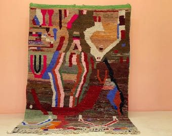 Alfombra marroquí tejida a mano: alfombra bohemia de lana (multicolor, suave)