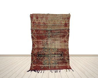 Berber Moroccan Rug: Vintage Tribal Wool (3x5 ft Bohemian Accent),Moroccan Beni Ourain Rug,Colorful Geometric Patterns,Bohemain Berber Rug