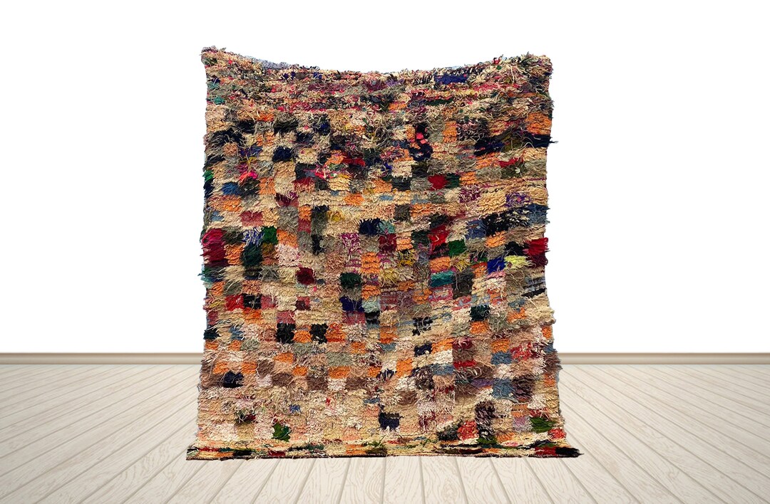 Moroccan Area Rug, 4x5 Feet Vintage Tribal Rug, Small Yarns Rug, Unique ...