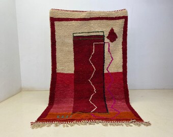 Moroccan Wool Rug: Multicolor Beni Ourain - Handmade 5x9 Carpet