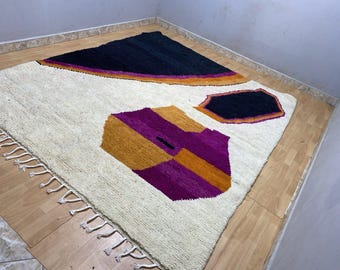Auténtica alfombra bereber tejida a mano, lavable, de lana, para salón, decoración bohemia y chic.