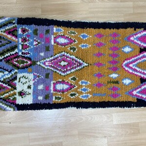 Multicolor Berber Rug  Handmade Wool Carpet  Custom Boujaad Design Washable Boho Style