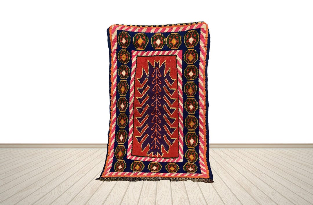Beni Ourain Rug: Vibrant Vintage Colors - Handmade Moroccan Wool - Etsy