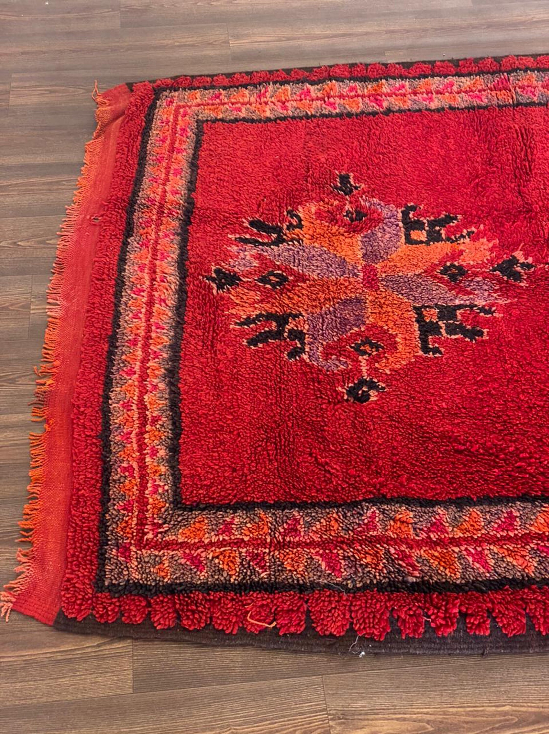 Red Wool Rug 6x9 Ft Moroccan Vintage Rug Berber Area Rug. Etsy