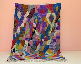 Handmade Wool Rug - Moroccan Berber Rug -Gorgeous Boujaad Carpet ,Berber Area Rug,Boujaad Moroccan Wool (Washable, Handmade)