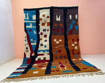 Berber Area Rug,Multicolored Rug For Living Room,Custom Fabulous Boujaad Rug Beni Ourain Handmade Rug - Moroccan Berber Traditional Carpet
