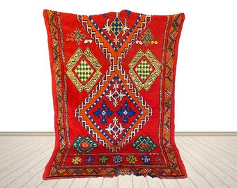 Red Berber Rug: Vintage Moroccan Cotton (5x8 ft, Boho Style)