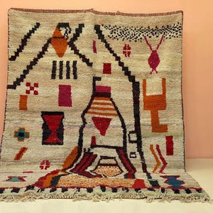 HANDMADE NEW CARPET- Artistic  Beni Ourain Rug-Washable Boho Carpet-Personalised Wool Rug-Amazing Berber Rug-Boujaad Moroccan Rug-Modern Rug