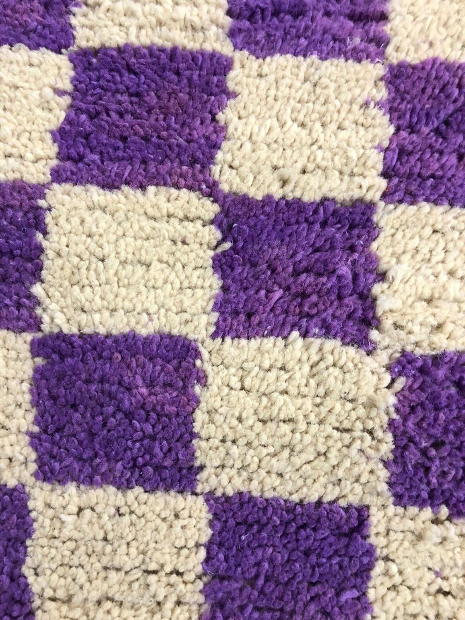 Purple and White Checker Rug Checkered Wool Rug Checkerboard Etsy