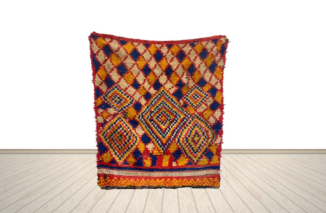 Moroccan Tribal Patterns,handmade Berber Rug 6.5 X 10 Feet Bohemian Rug ...