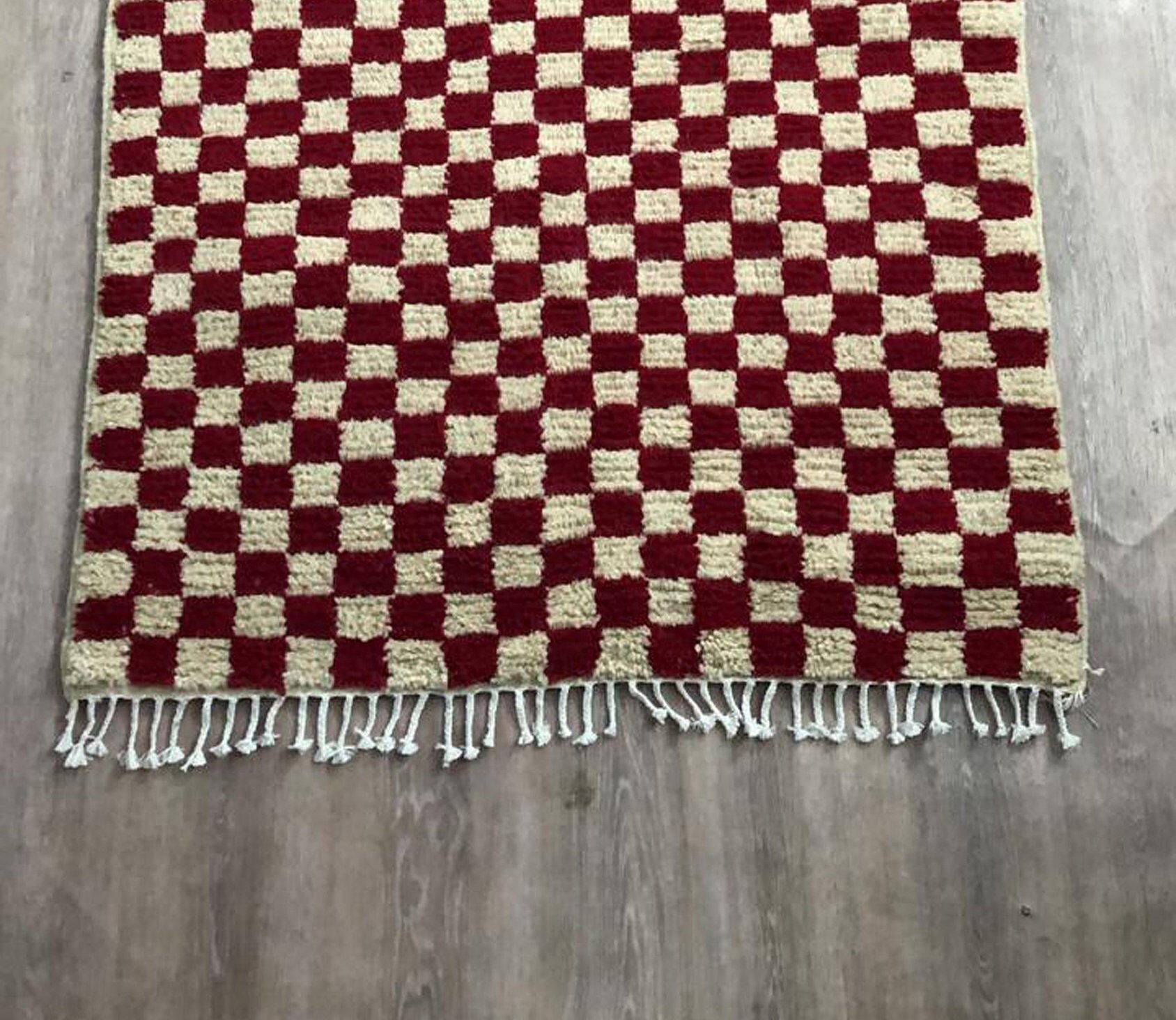 Red and White Checker Rug Custom Checkered Rug Wool Rug - Etsy