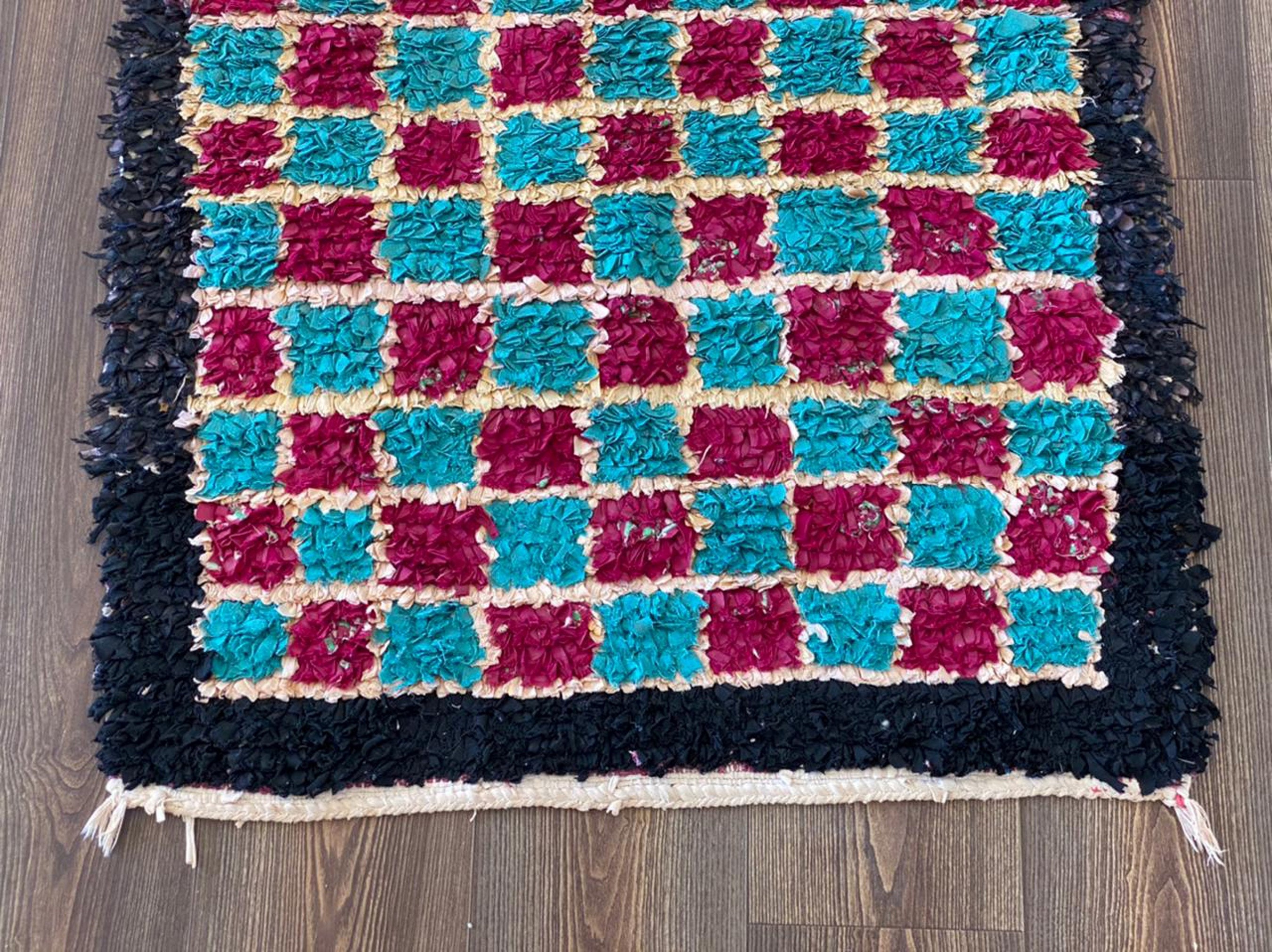 Checker Colorful Rugs 4x6 Ft Vintage Checkered Rug Moroccan - Etsy