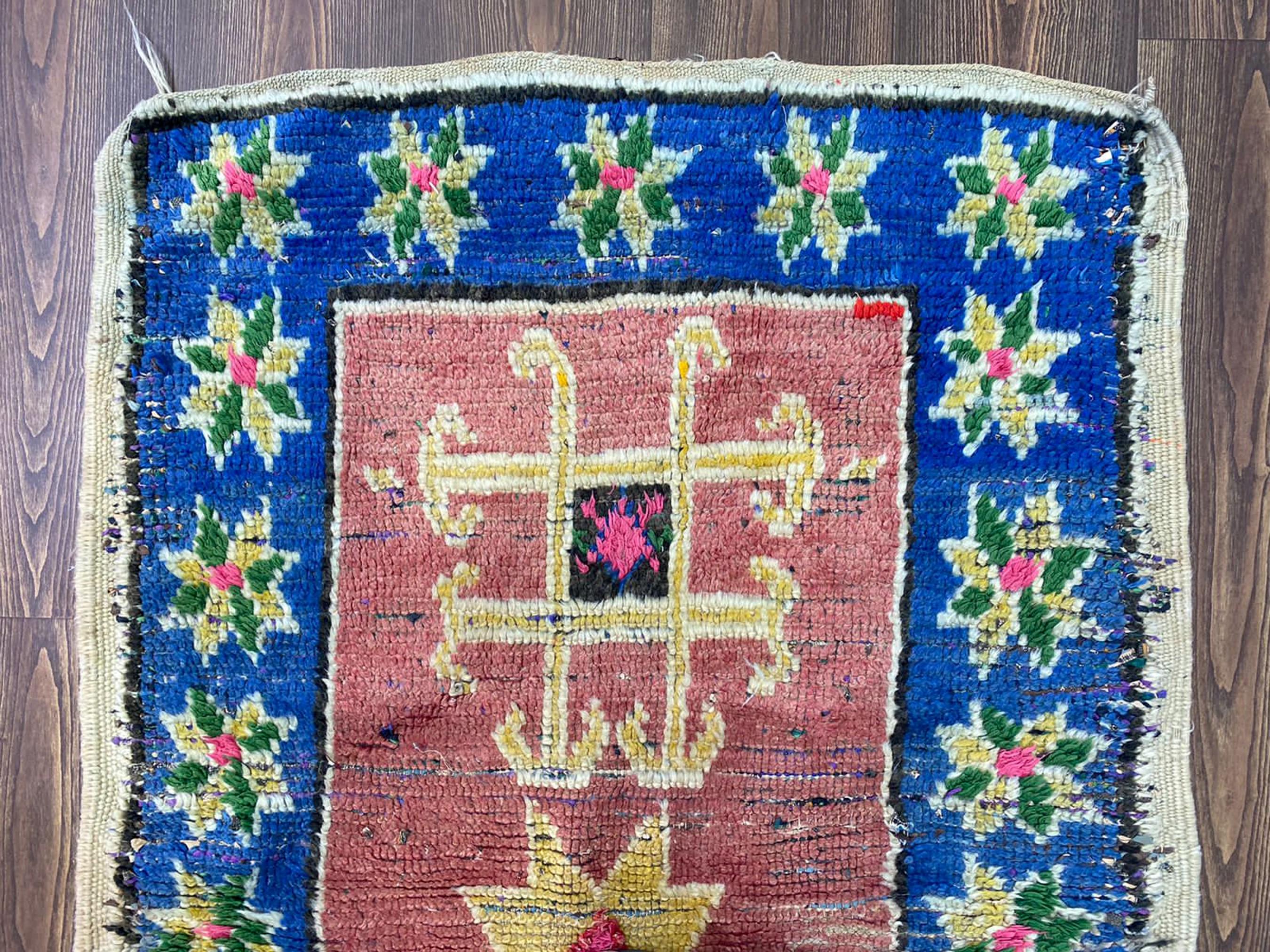 手織りモロッコラグ：ヴィンテージベルベルウール（3 x 4フィート