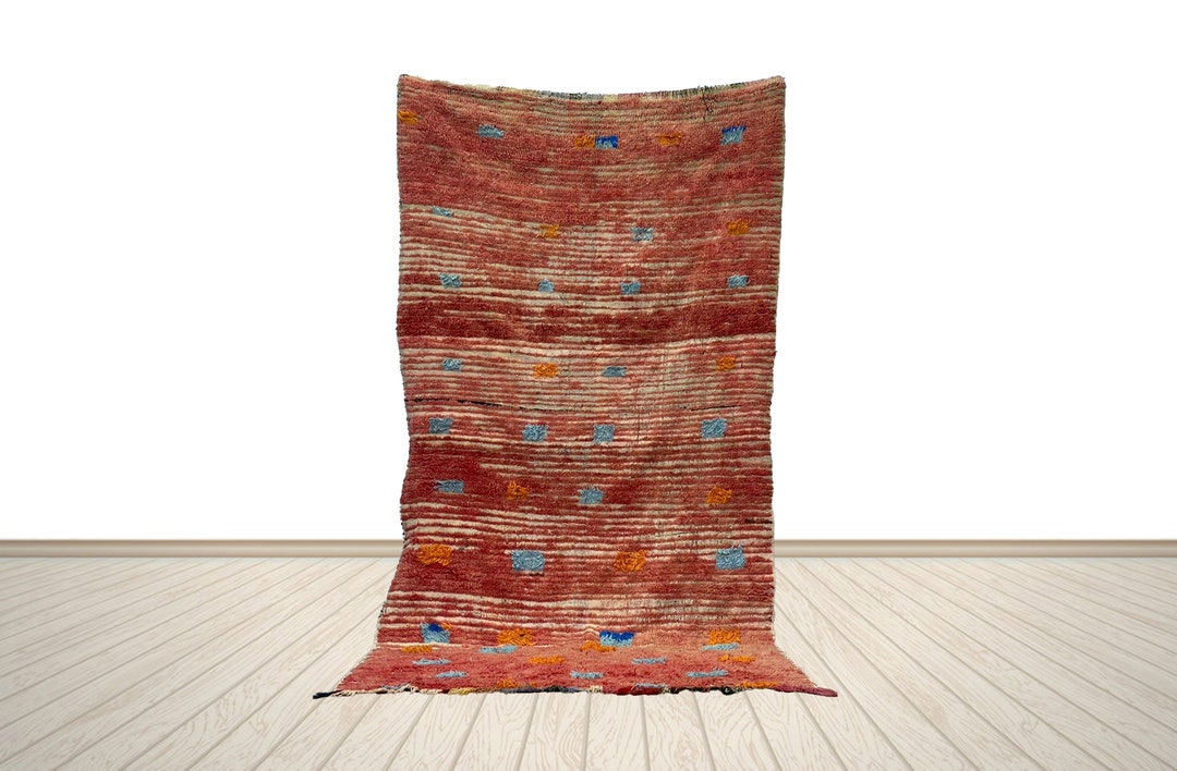 Moroccan Vintage Red Rug, 4x8 Feet Berber Area Rug, Azilal