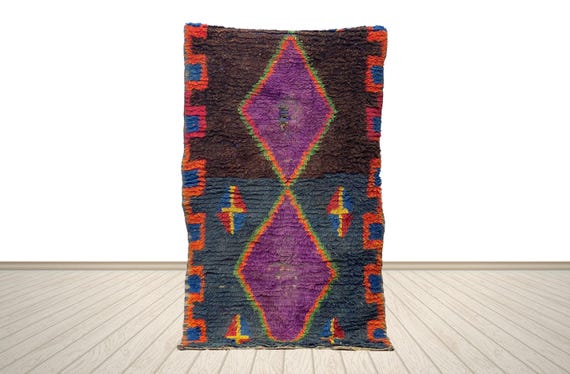 Moroccan Area Rug: Vintage Berber Tribal Design (3x5 ft Bohemian)