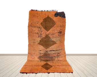 Berber Wool Moroccan Rug, Vintage Boho Style (4x7 ft Handmade)