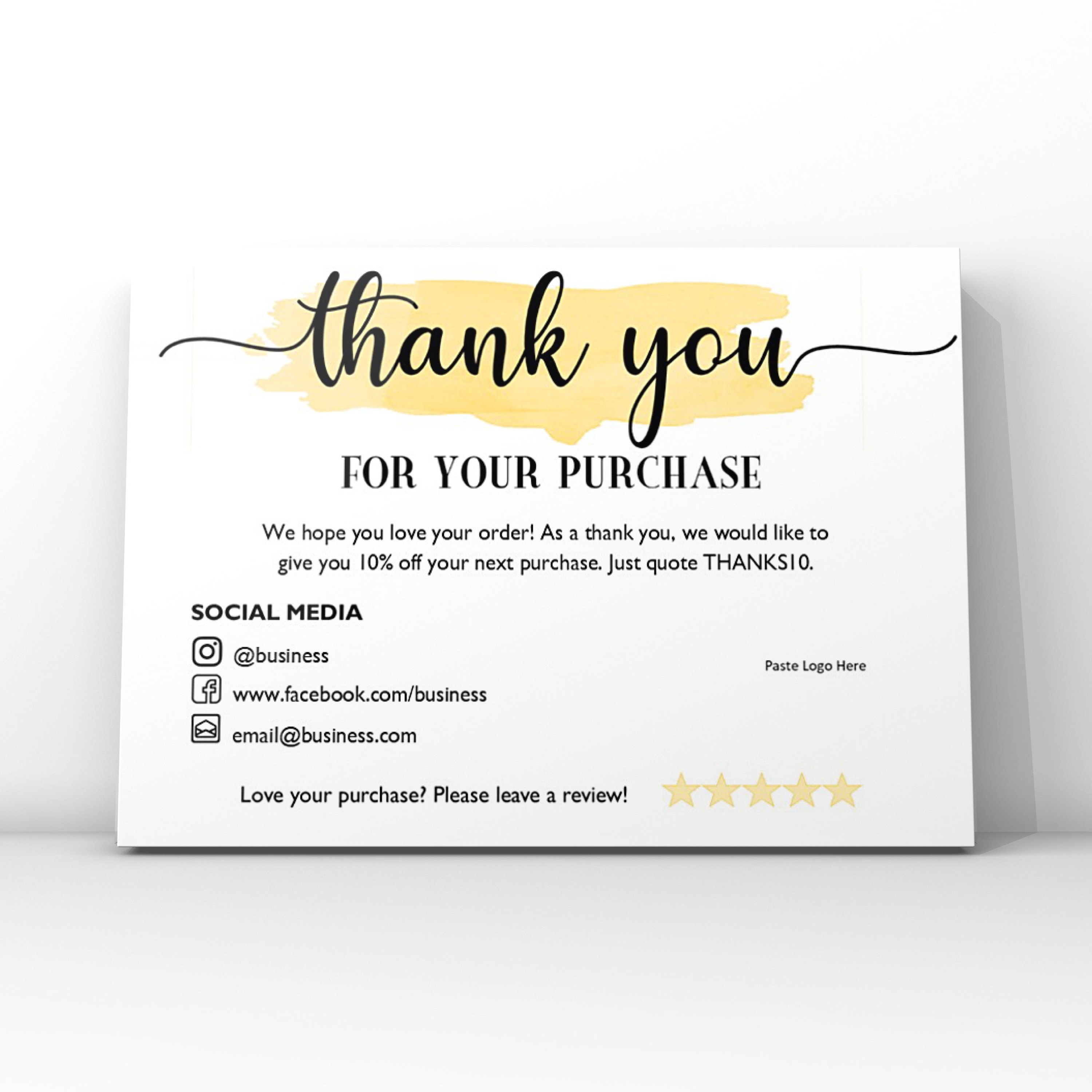 business water paint Thank you cards with coupon template digital download Business Thank You Card Template instantly printable.