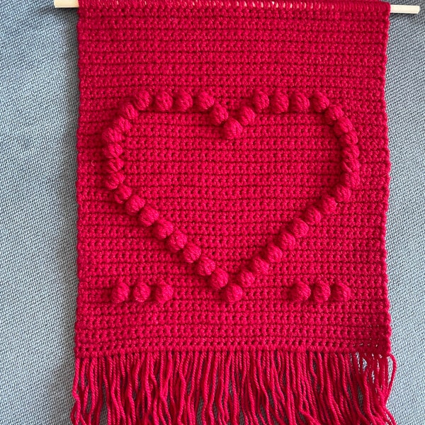 Handcrafted Red Crochet Heart Wall Hanging - Romantic & Cozy Decor for Valentine's, Anniversaries, and Everyday Love